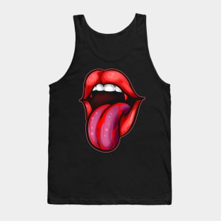 Mouth With Tounge Blood Fangs Vampire Halloween Tank Top